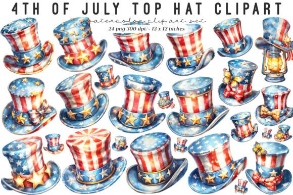 4th of July Top Hat Sublimation Clipart: Elevating Patriotic Designs with Professional Quality