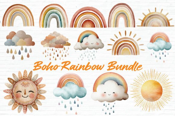 Aesthetic Boho Rainbow Clipart: A Strategic Asset for Modern Branding