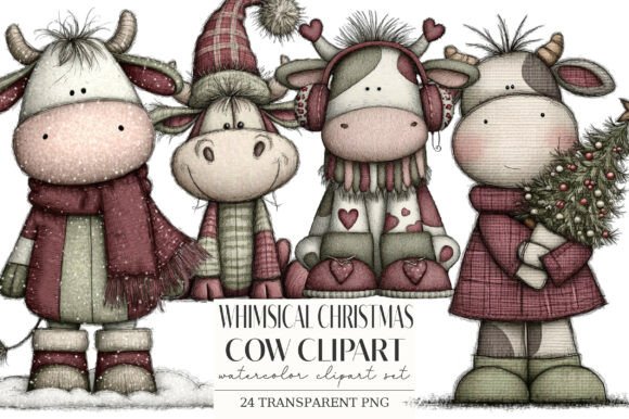 Bringing Festive Joy to Life with Whimsical Christmas Cow Clipart PNG