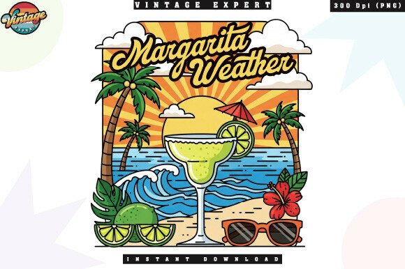 Bringing the Vacation Vibe to Life with Margarita Weather Retro Beach PNG