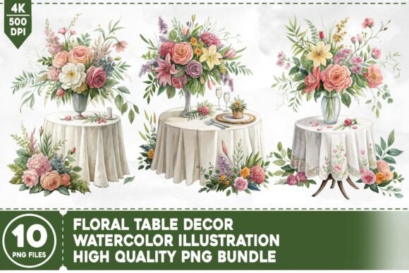Floral Table Decor PNG Bundle: Commercial Use Assets