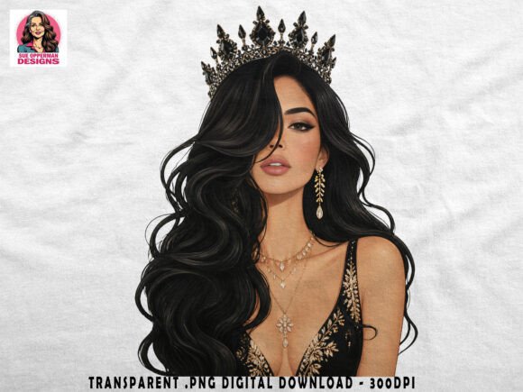Glam Queen Portrait Luxury PNG Design