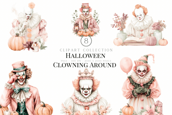 Halloween Clowning Around Creepy Clipart