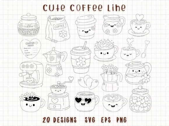Infusing Cozy Vibes into Your Designs with Cute Coffee Doodle Hand Drawn Coffee Cup Art