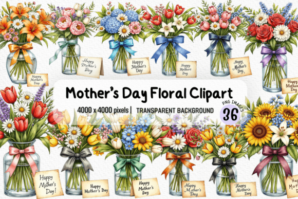 Mother’s Day Floral Bouquet Clipart PNG