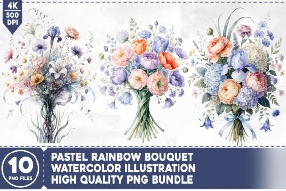 Pastel Rainbow Bouquet PNG Bundle: A Practical Asset for Designers
