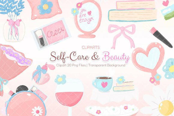 Self Care Beauty Clipart PNG Pastel