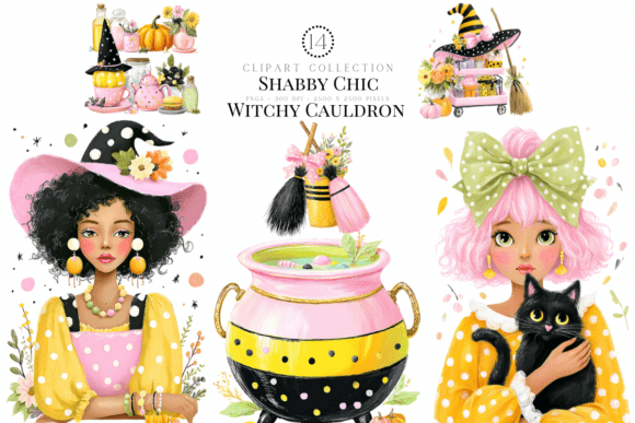 Shabby Chic Witchy Cauldron Clipart: Elevating Your Magical Designs