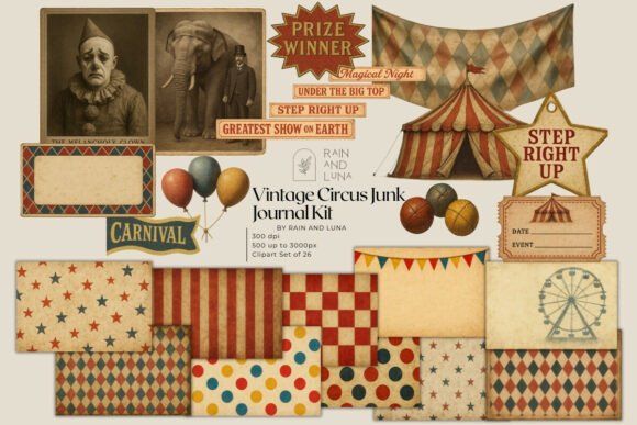 Step Into the Magic: The Vintage Circus Junk Journal Kit