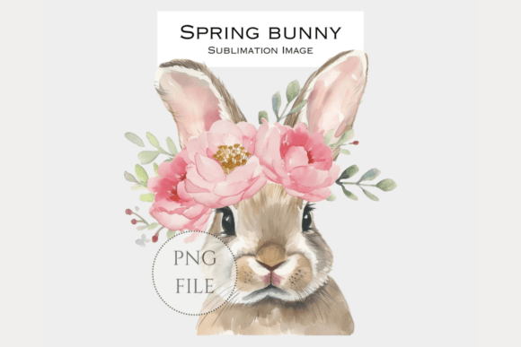 Sublimation Spring Bunny with Flowers