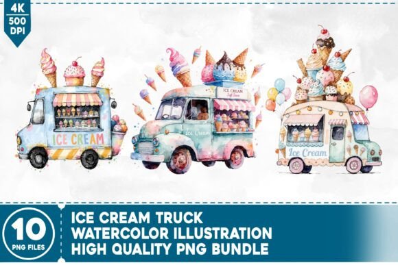 Unlock Creative Potential with the Ice Cream Truck Watercolor Bundle