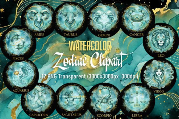 Unlocking Creative Potential with Mystical Watercolor Zodiac Clipart