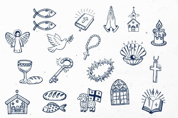 Various Religious Christianity Doodle: A Creative Toolkit for Faith-Based Design