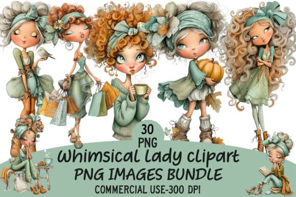 Whimsical Lady Clipart Bundle: Elevating Modern Creative Projects