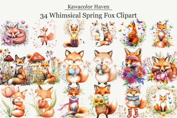 Whimsical Spring Fox Clipart: A Creative Resource for Seasonal Projects